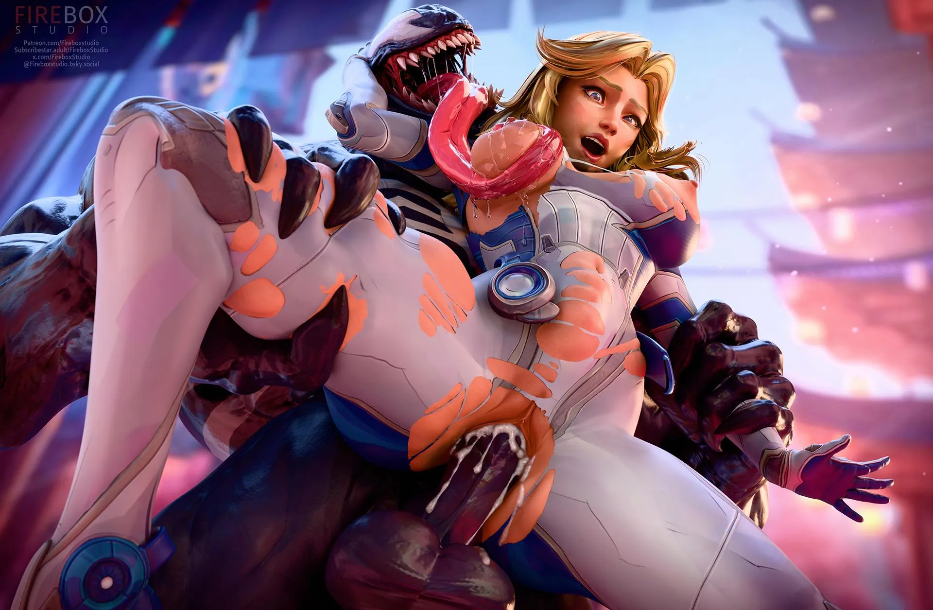 Sue gets caught by Venom (Firebox Studio)