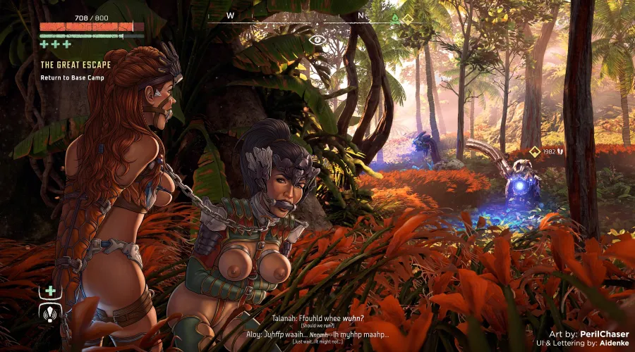 Tied Aloy & Talanah escape and make their way through the forest