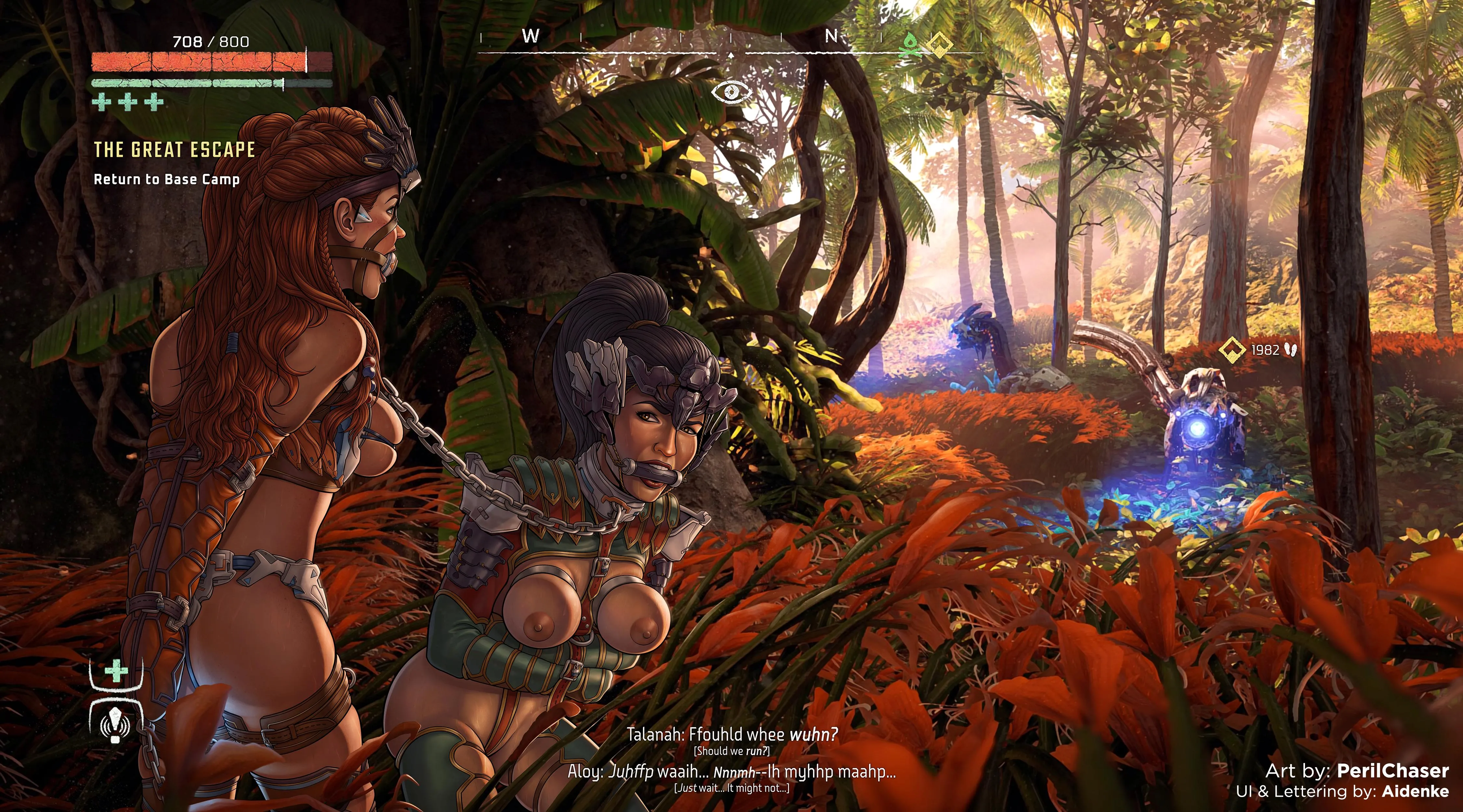 Tied Aloy & Talanah escape and make their way through the forest