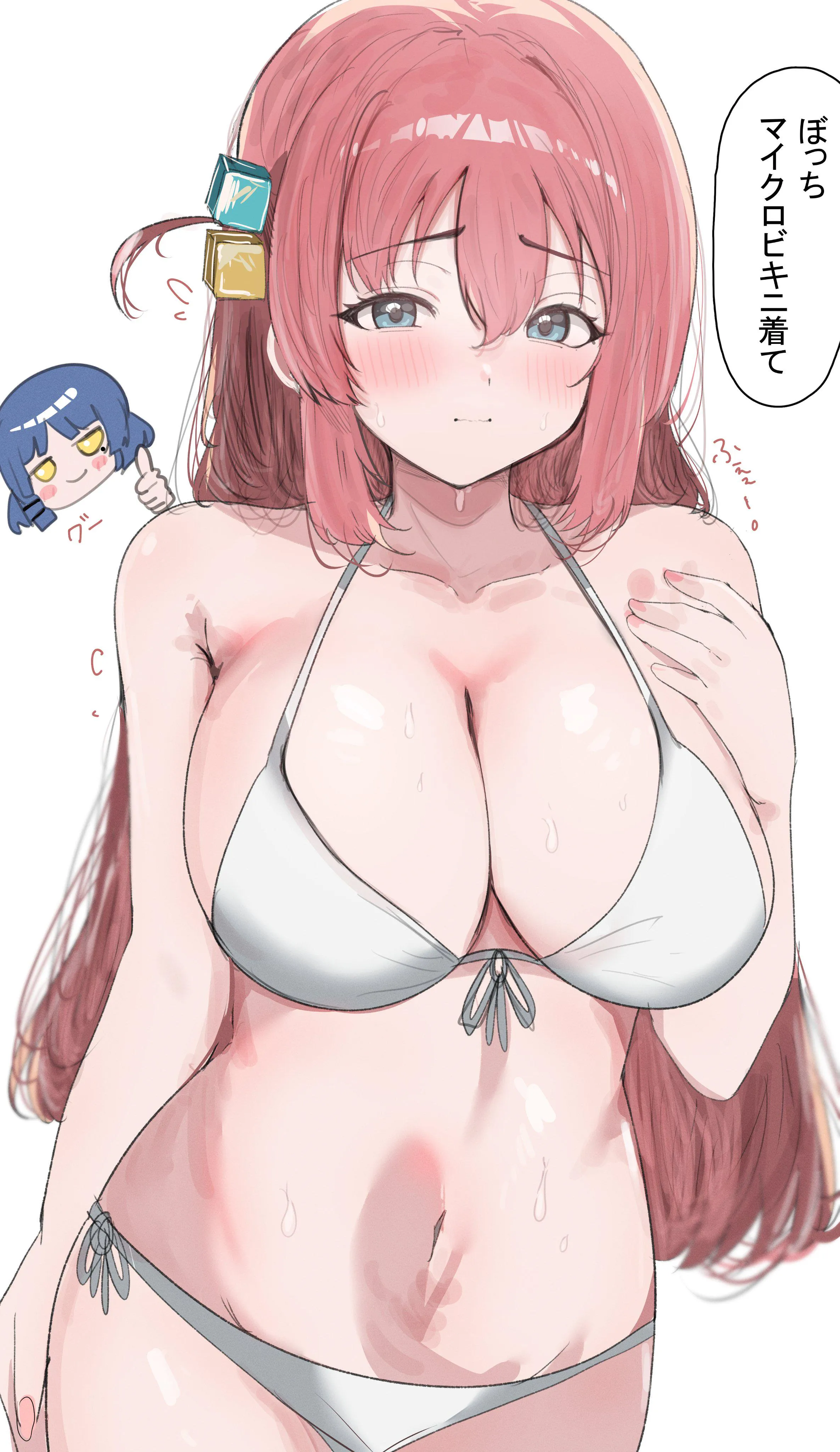 Bocchi Blushing In Her Bikini (Bocchi The Rock)