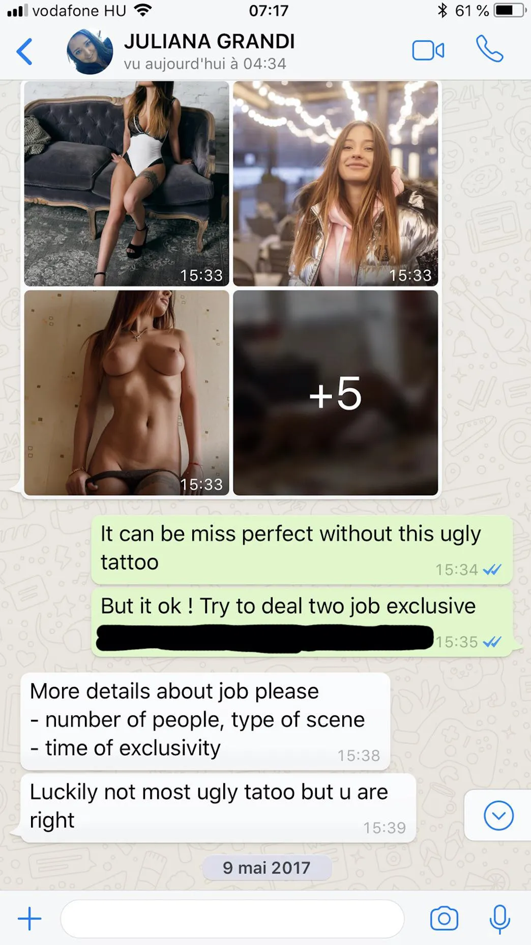 Juliana Grandi offering Liya to Pierre Woodman (before chest tattoo)