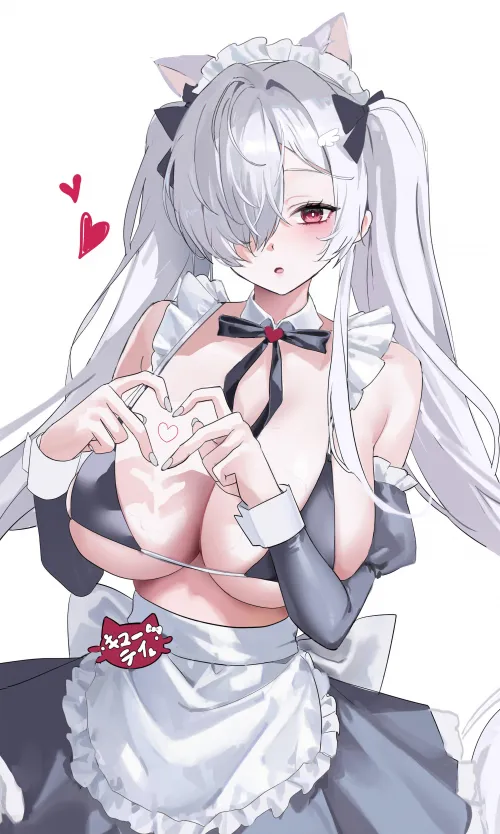 Maid Cinderella making a heart [NIKKE]