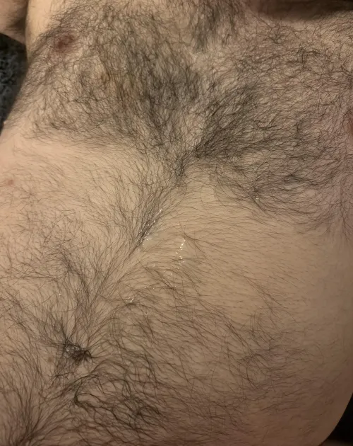 Blew my load all over my boyfriend’s hairy chest ;)
