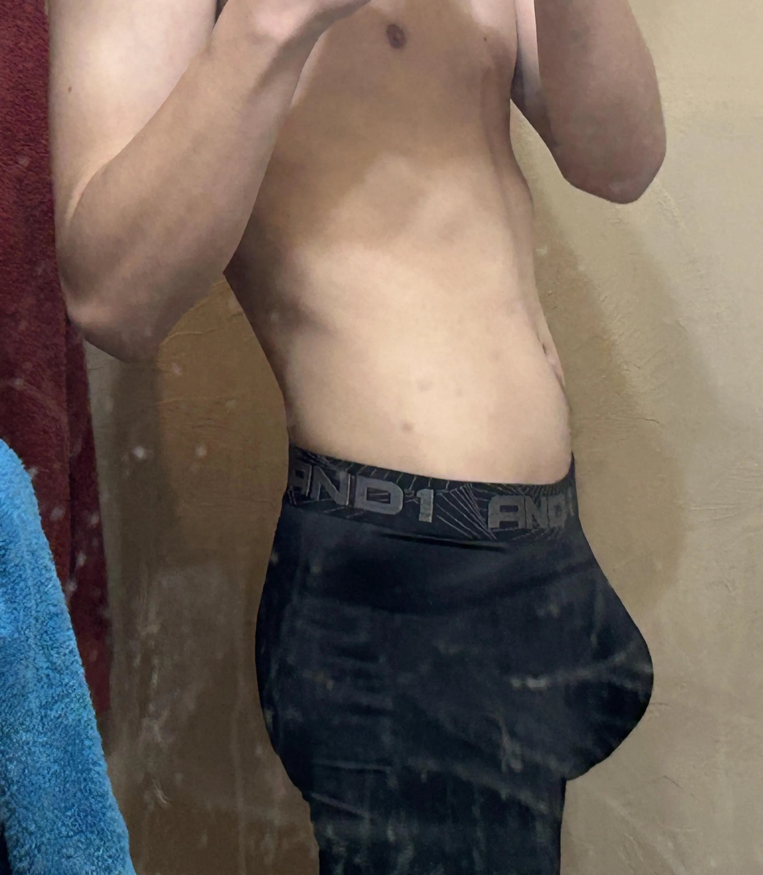 Got a semi trying on new boxers