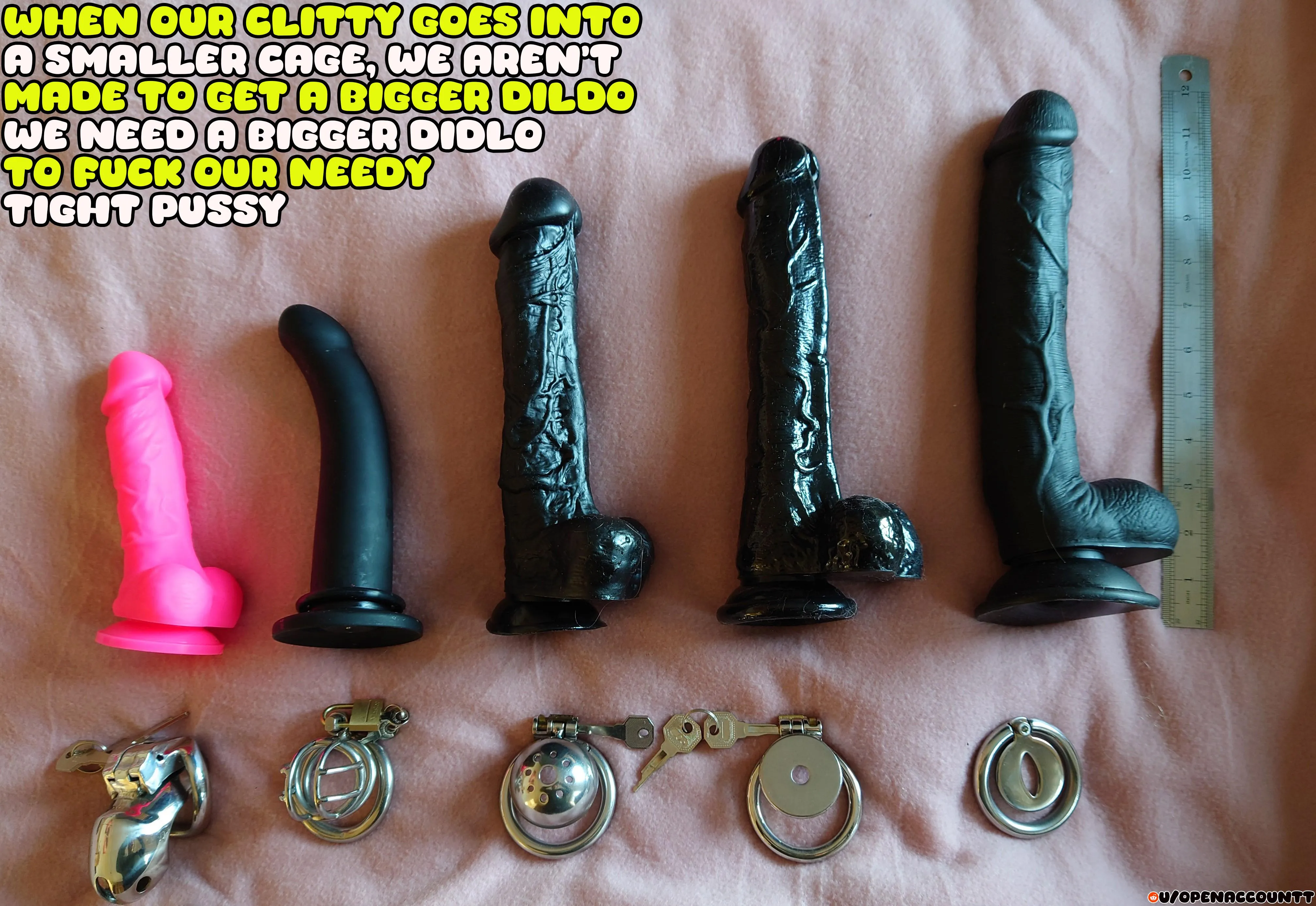 Our Clitty Gets Smaller In It's Cage, We Need A Big Dildo 🥵