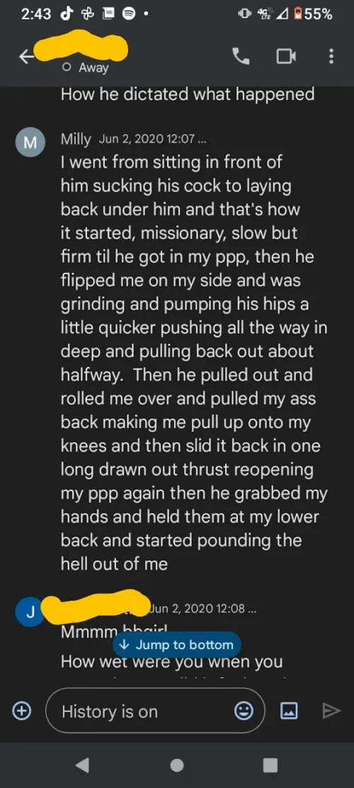 Girlfriend telling me about the time she went MIA for 3 days