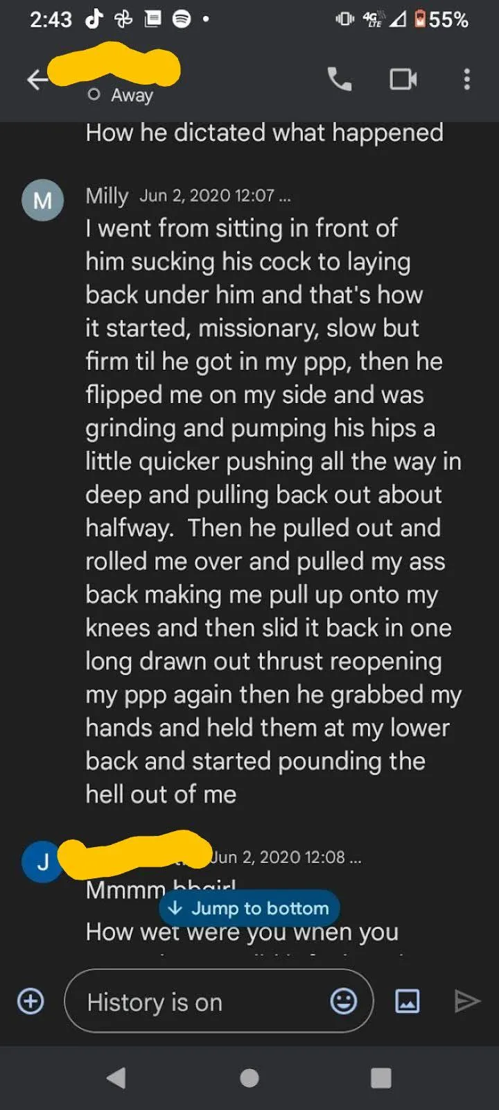 Girlfriend telling me about the time she went MIA for 3 days