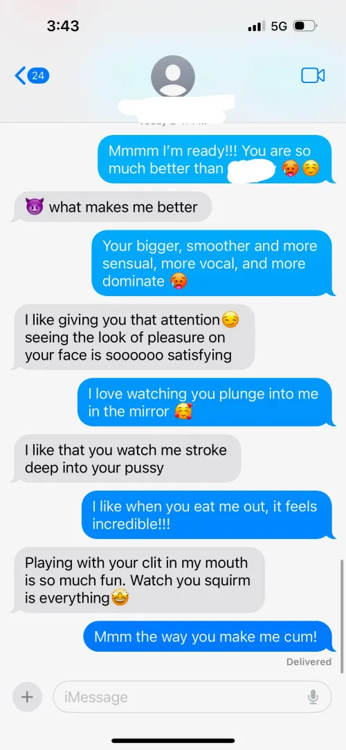 Wife texting her bull