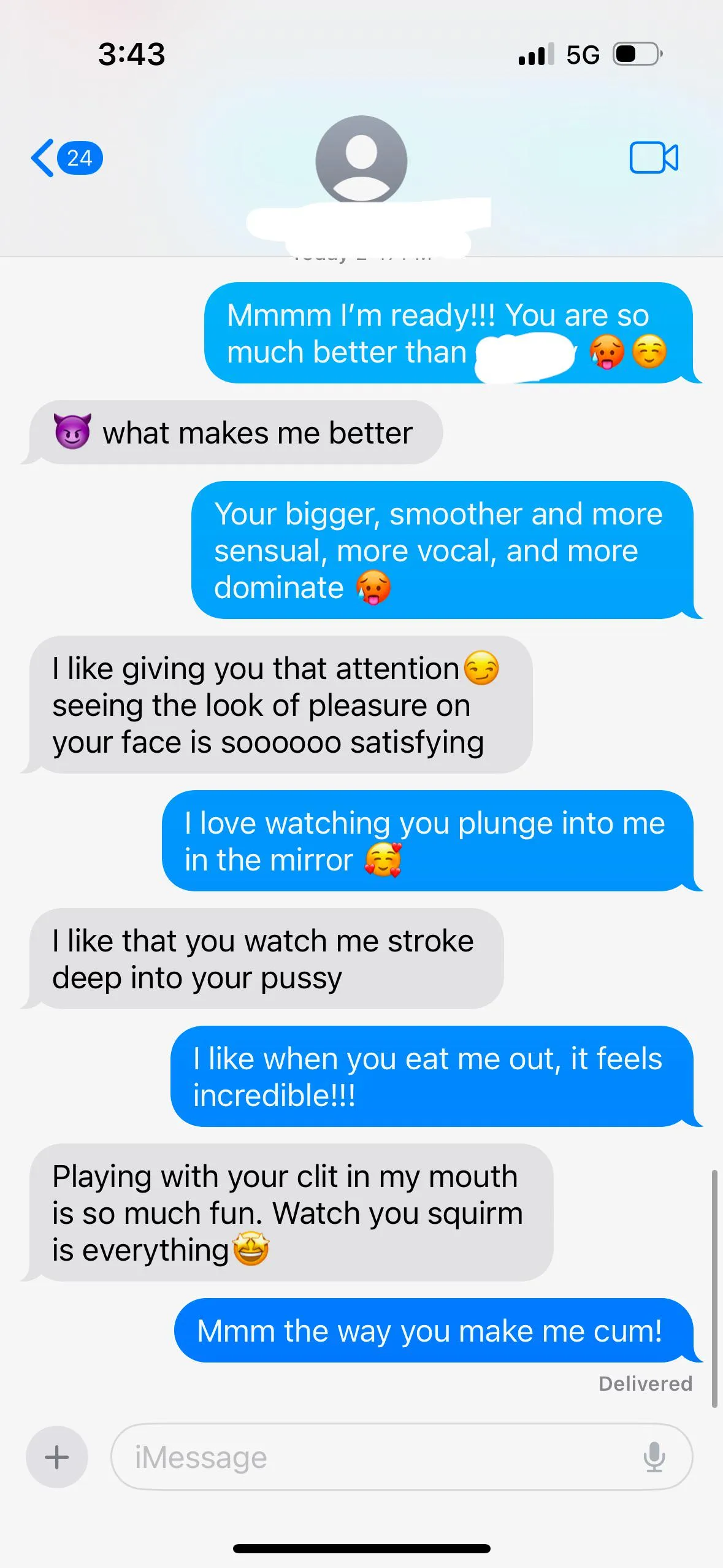 Wife texting her bull