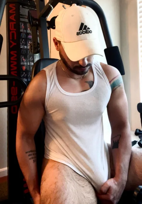 Love white tanks. Come give me a massage after my workout