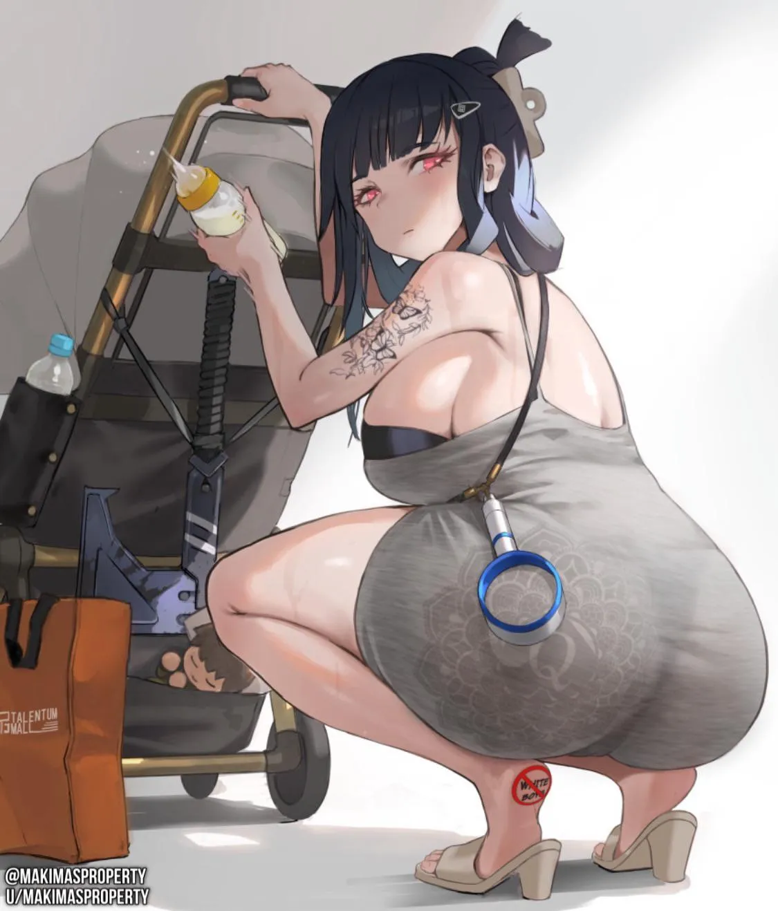 Your mother walking you when you were little while trying to „hide“ the fact that shes an easy prey for the real men~