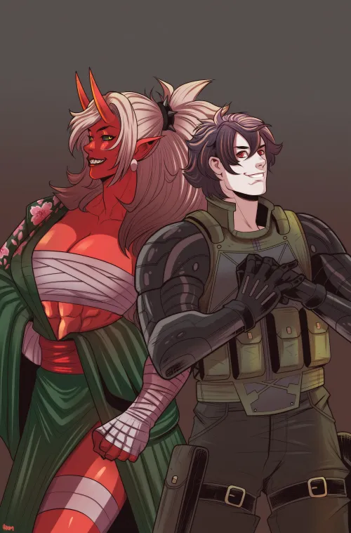 Oni and her Cyborg BF (RamArtwork)