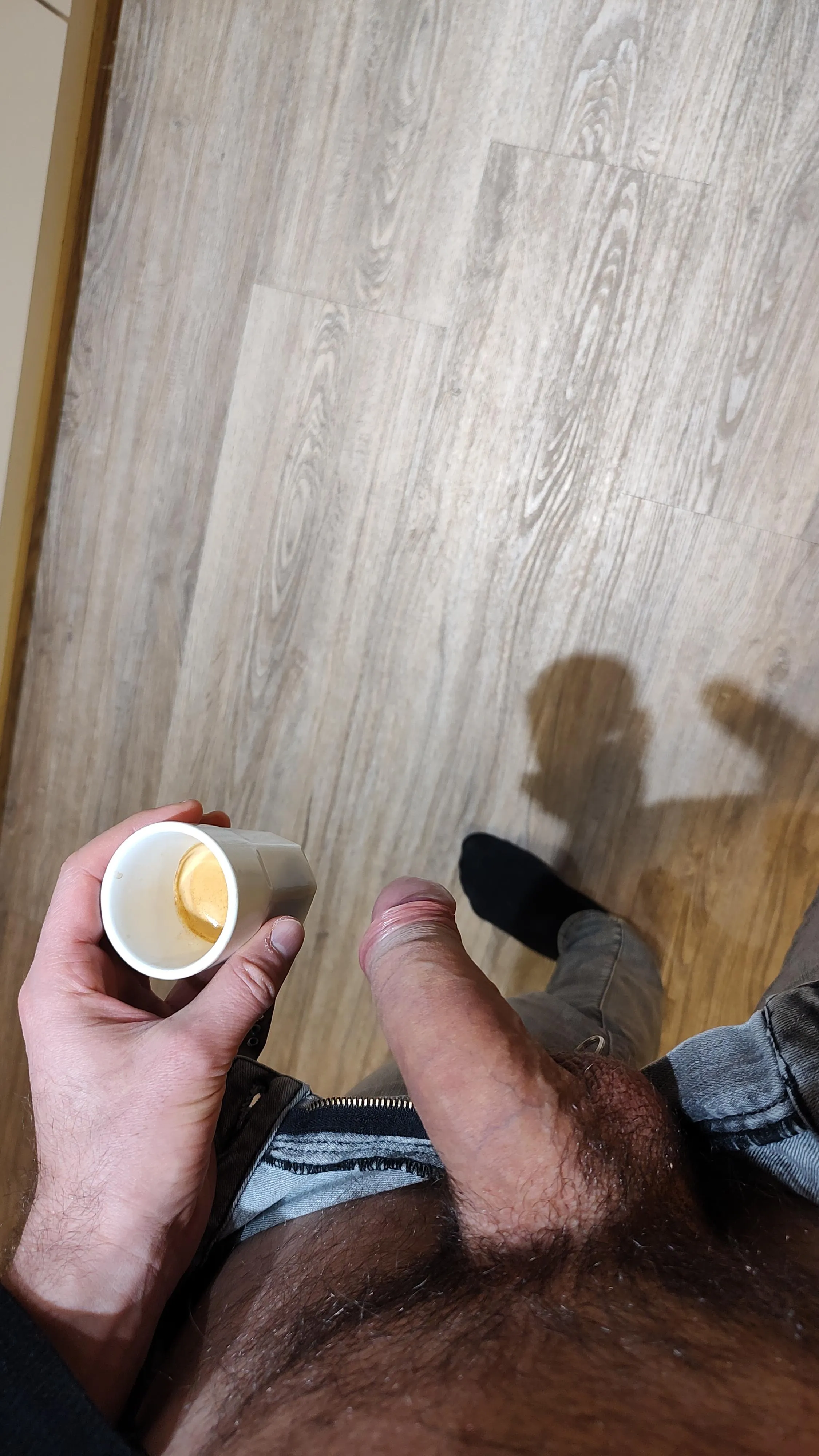 TGIF... Cock and coffee in a empty office