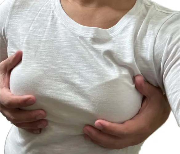 Clothed boob grab from behind