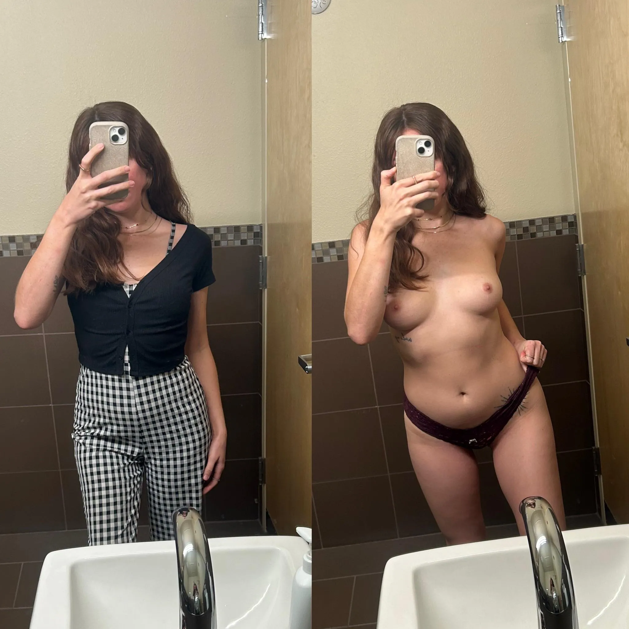 Starting the work week off with a risky bathroom nude