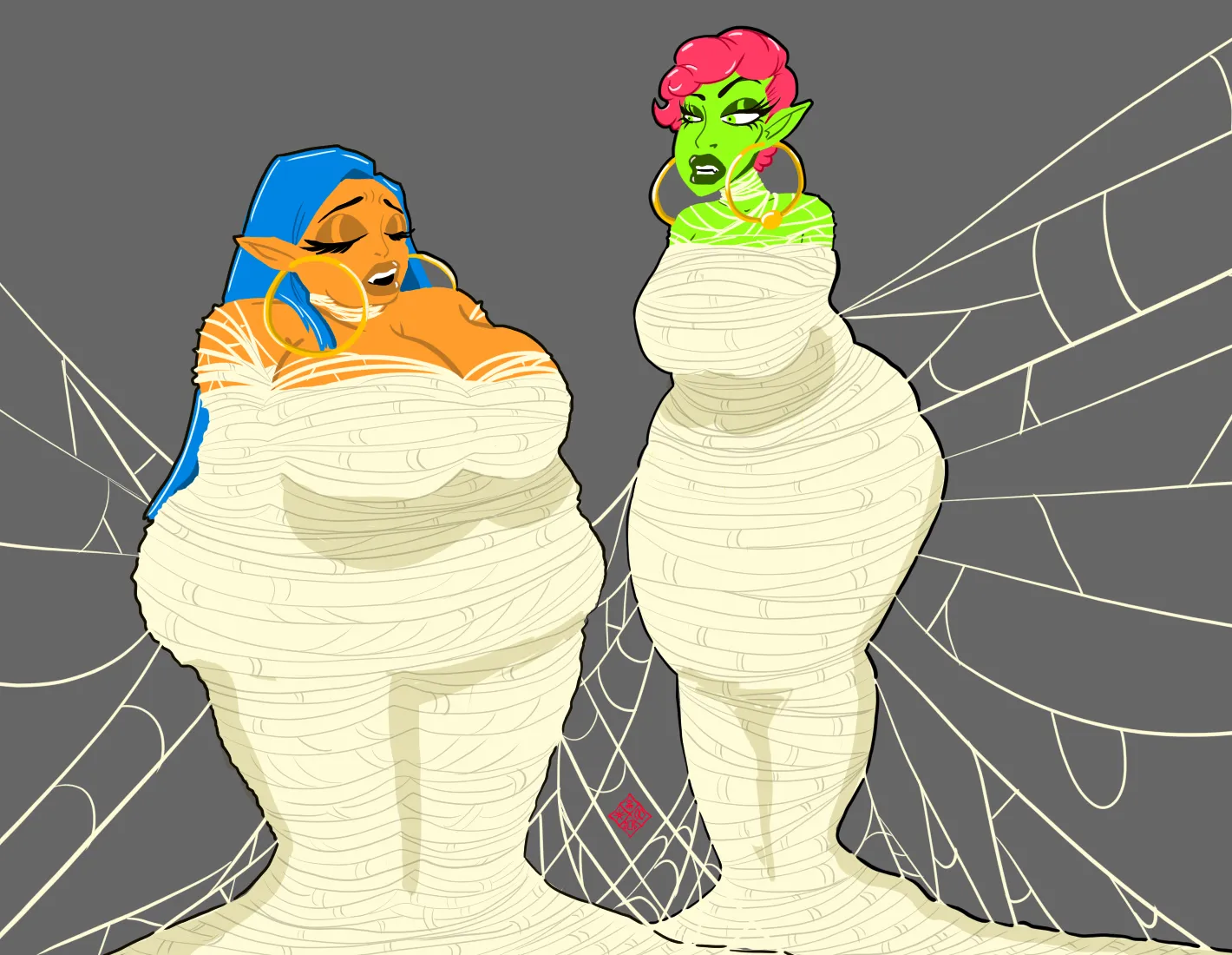 Two Elves webbed up (Original Art)