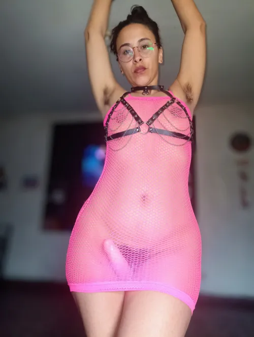Mommy will make you wear her fishnet dress, while she trains your ass with her cock!