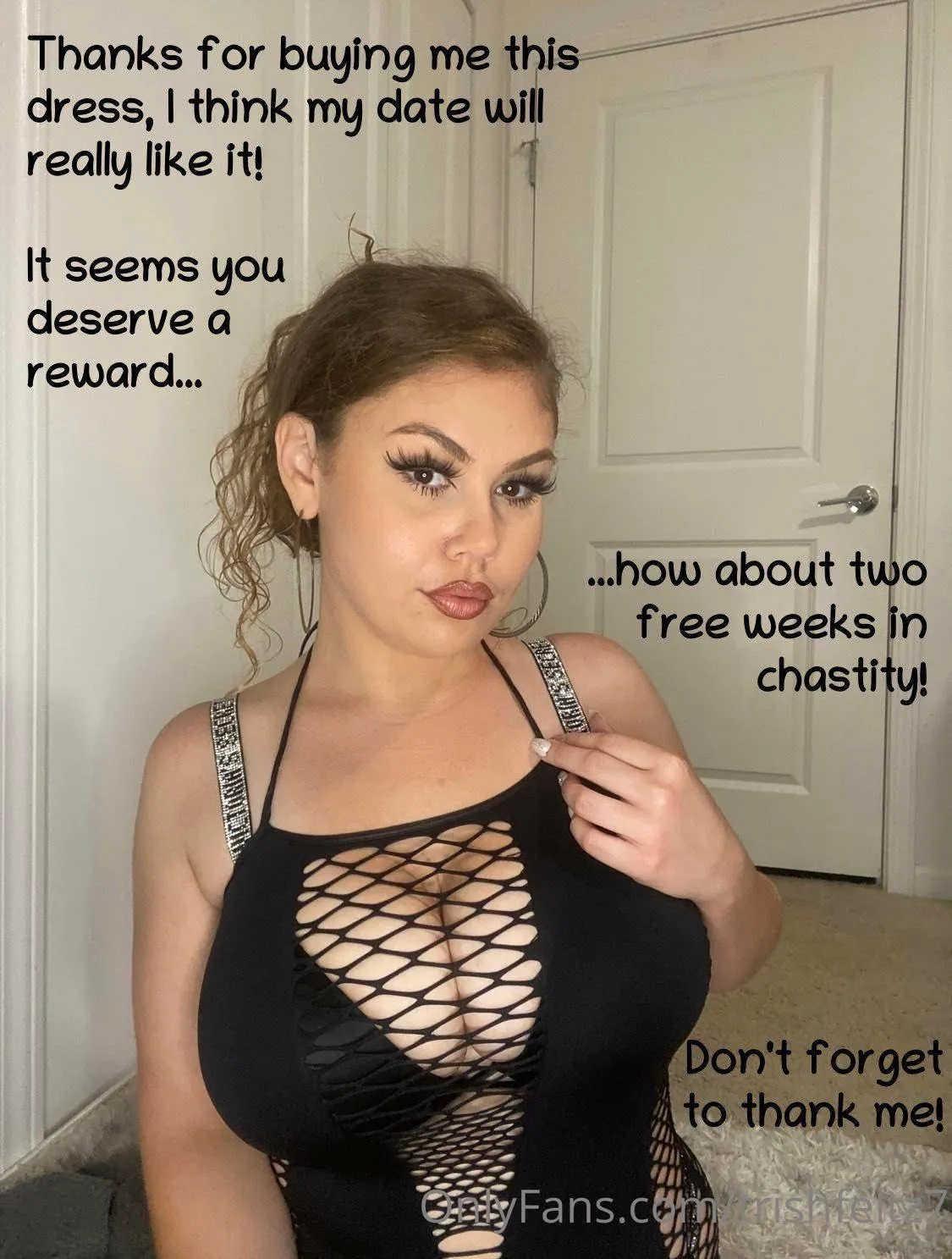 Thanks For Buying Me This Dress.  My Date Is Going To Love It.  Here Is Your Reward: 2 Free Weeks In Chastity 🔐