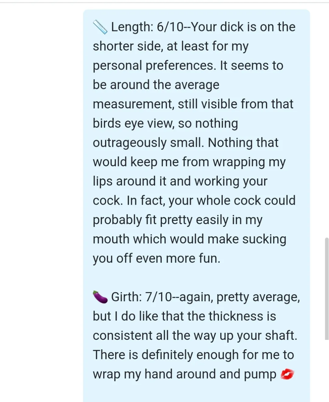 F4M-want an honest dick rate? I'm your gal