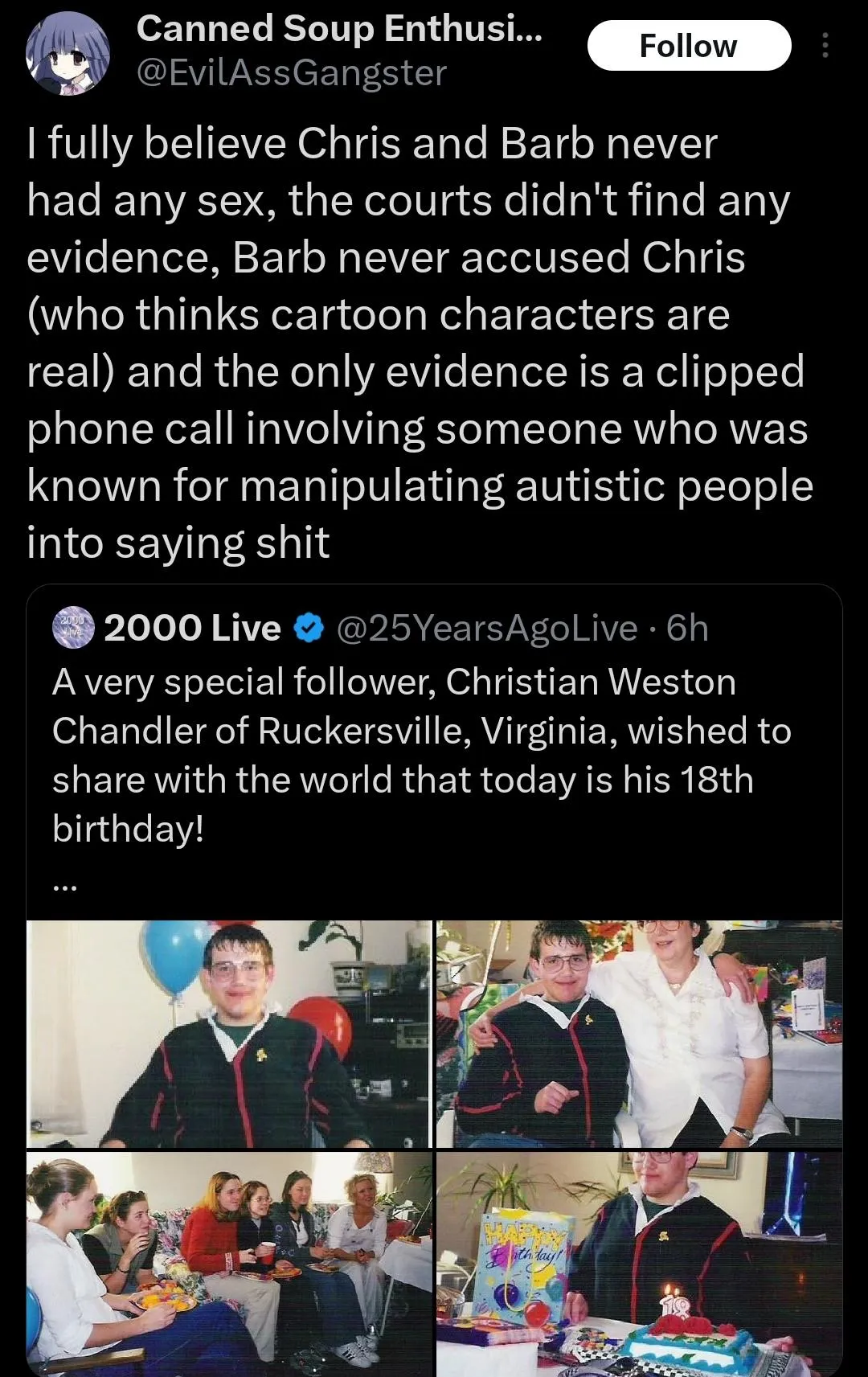 I don't doubt Chris was up to something with Barb but the more I think about it, the less likely I think it was he actually fucked barb. Chris' word really isn't reliable here