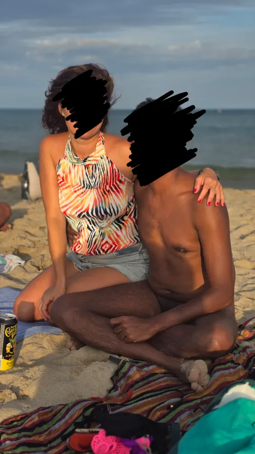 Sunset with clothed friends