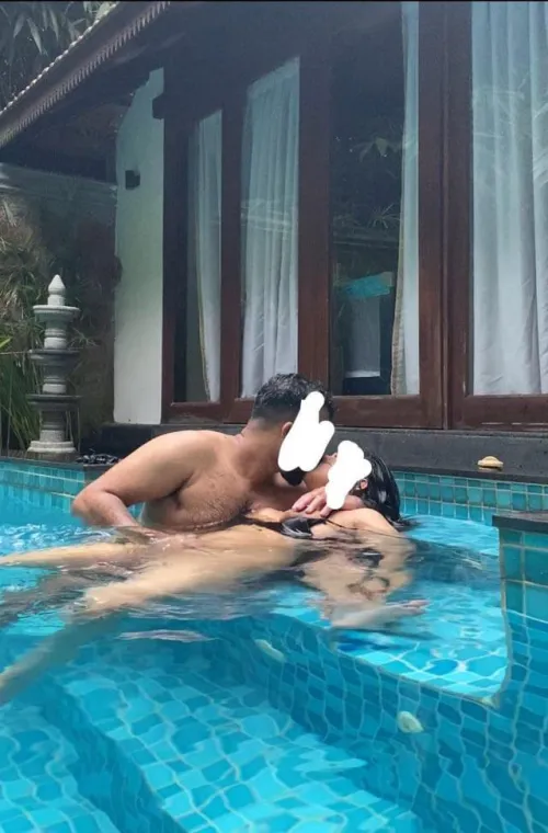 Wife is having her first open pool sex experience with the bull, such a wet and steamy session.