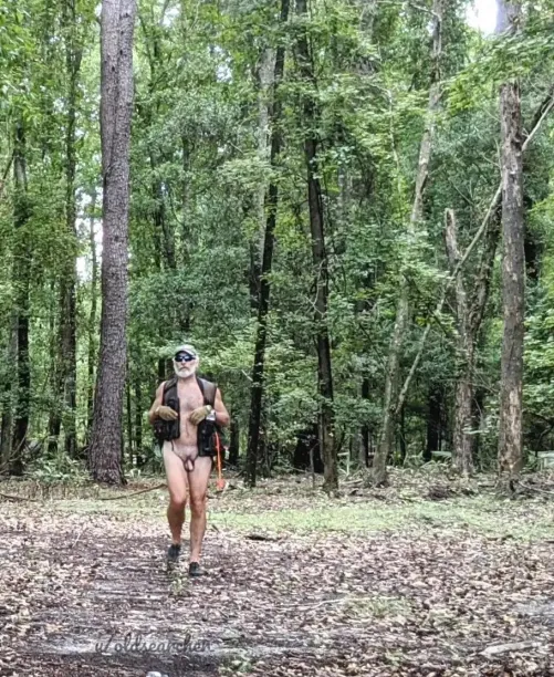 5ook a break from kayaking to do a little naked hiking