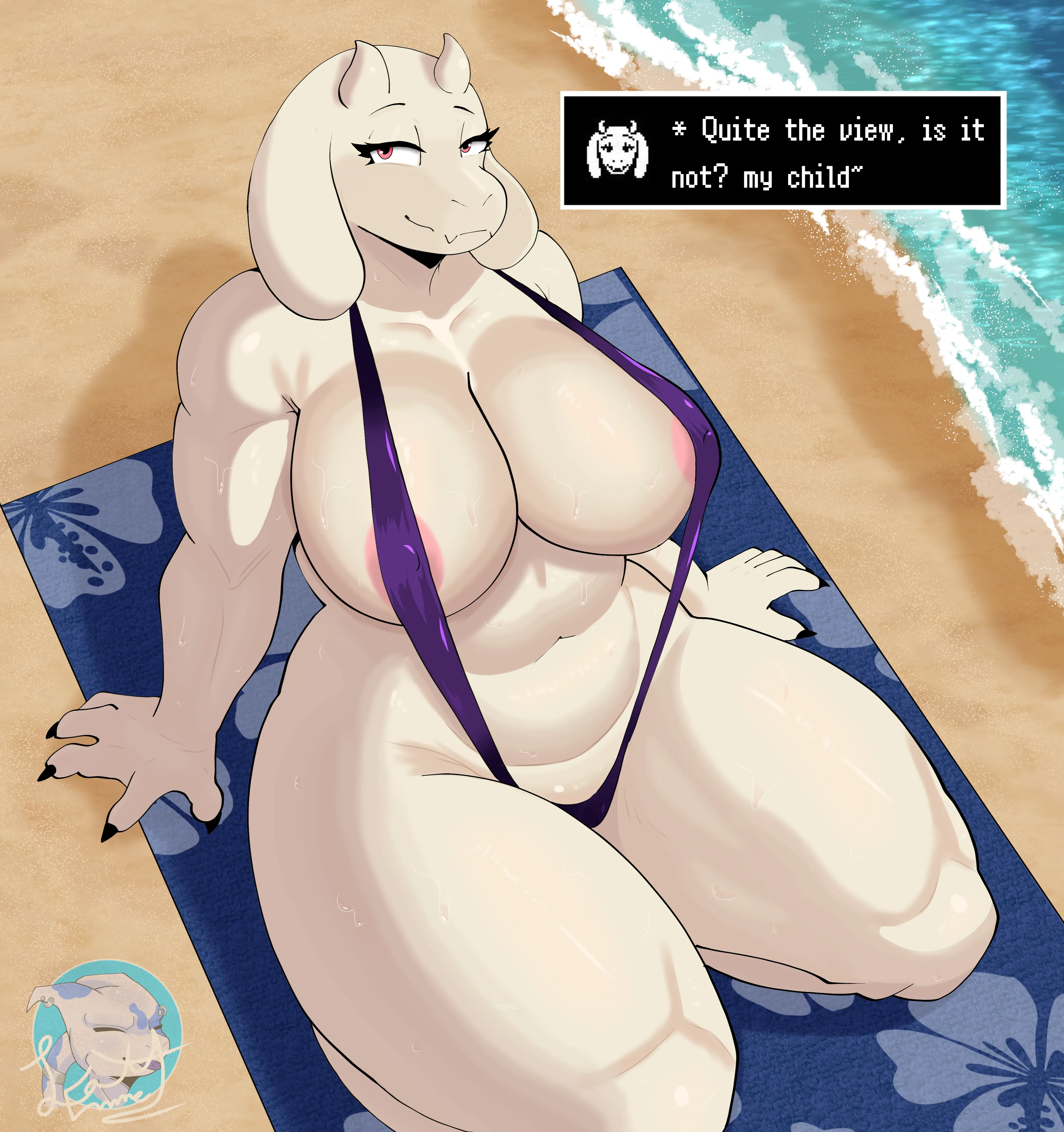 Toriel at the beach [F] (leakyemmet/emmet twunks)