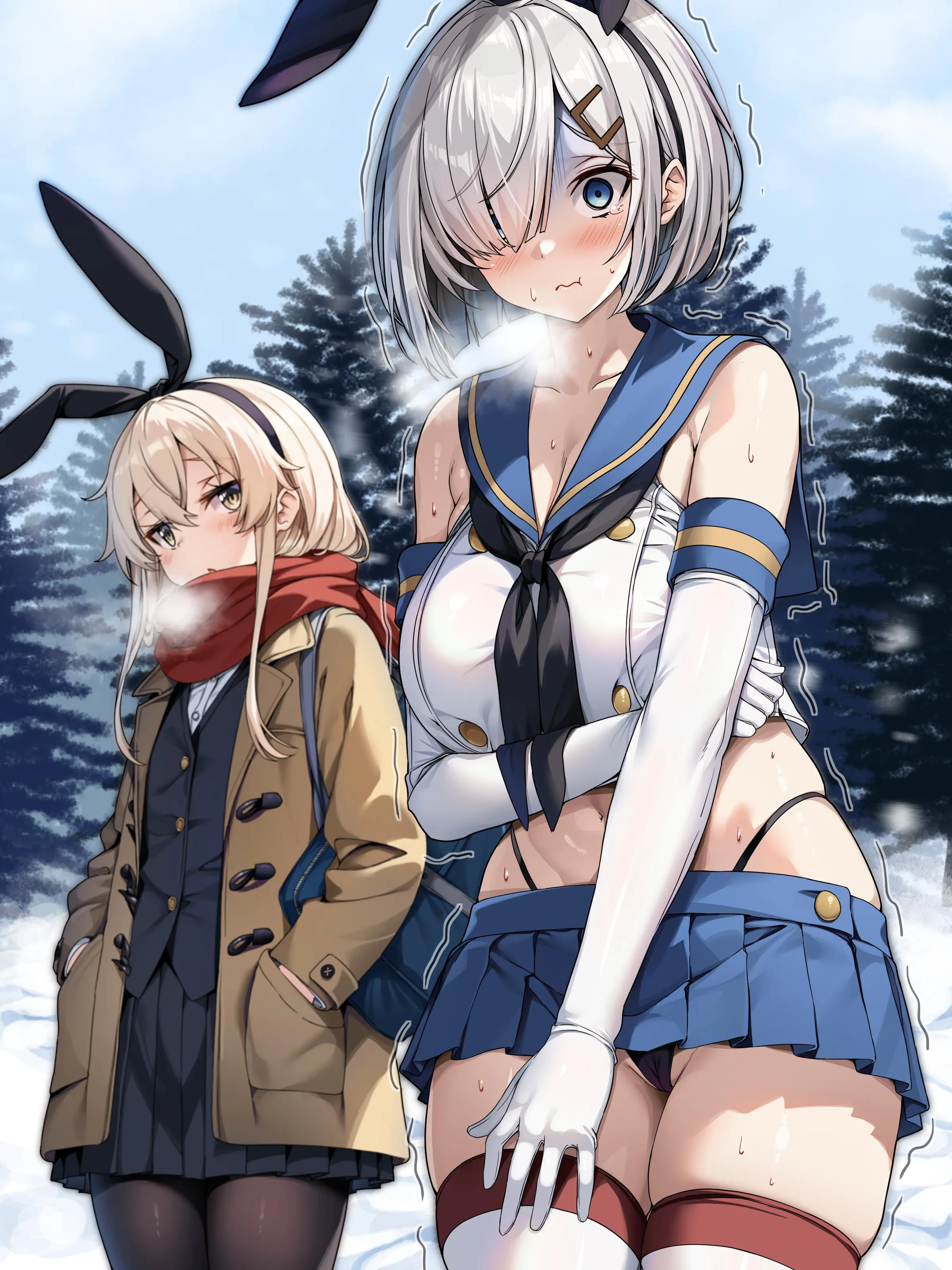 Shimakaze and Hamakaze dressed for the winter