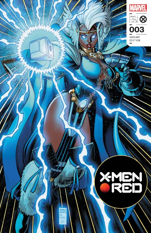 Storm in her Asgardian outfit [X-Men Red (2022), #3]