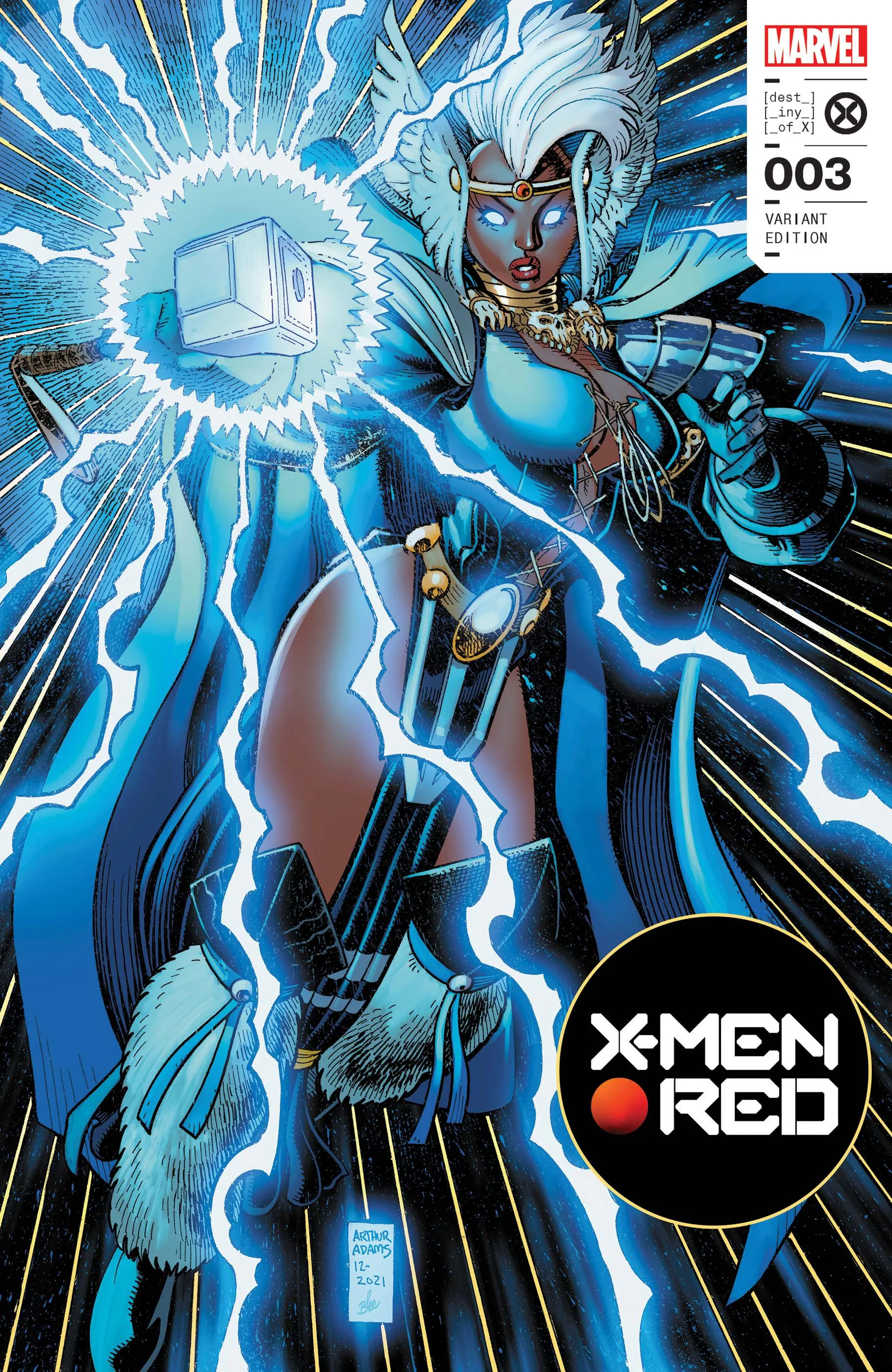 Storm in her Asgardian outfit [X-Men Red (2022), #3]