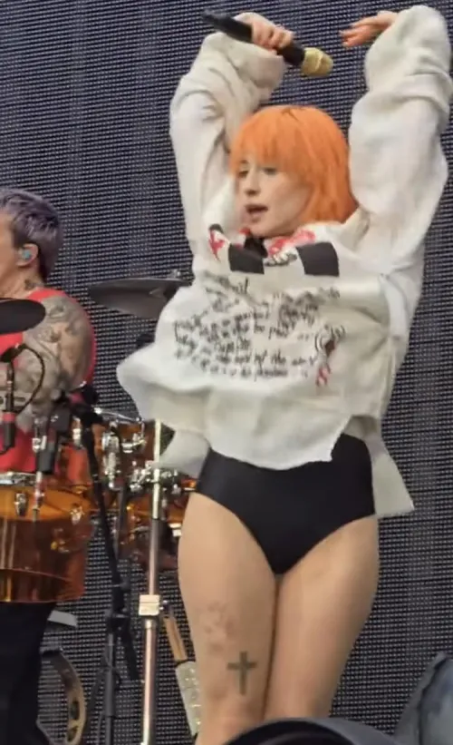 Hayley flashing her undies in London.