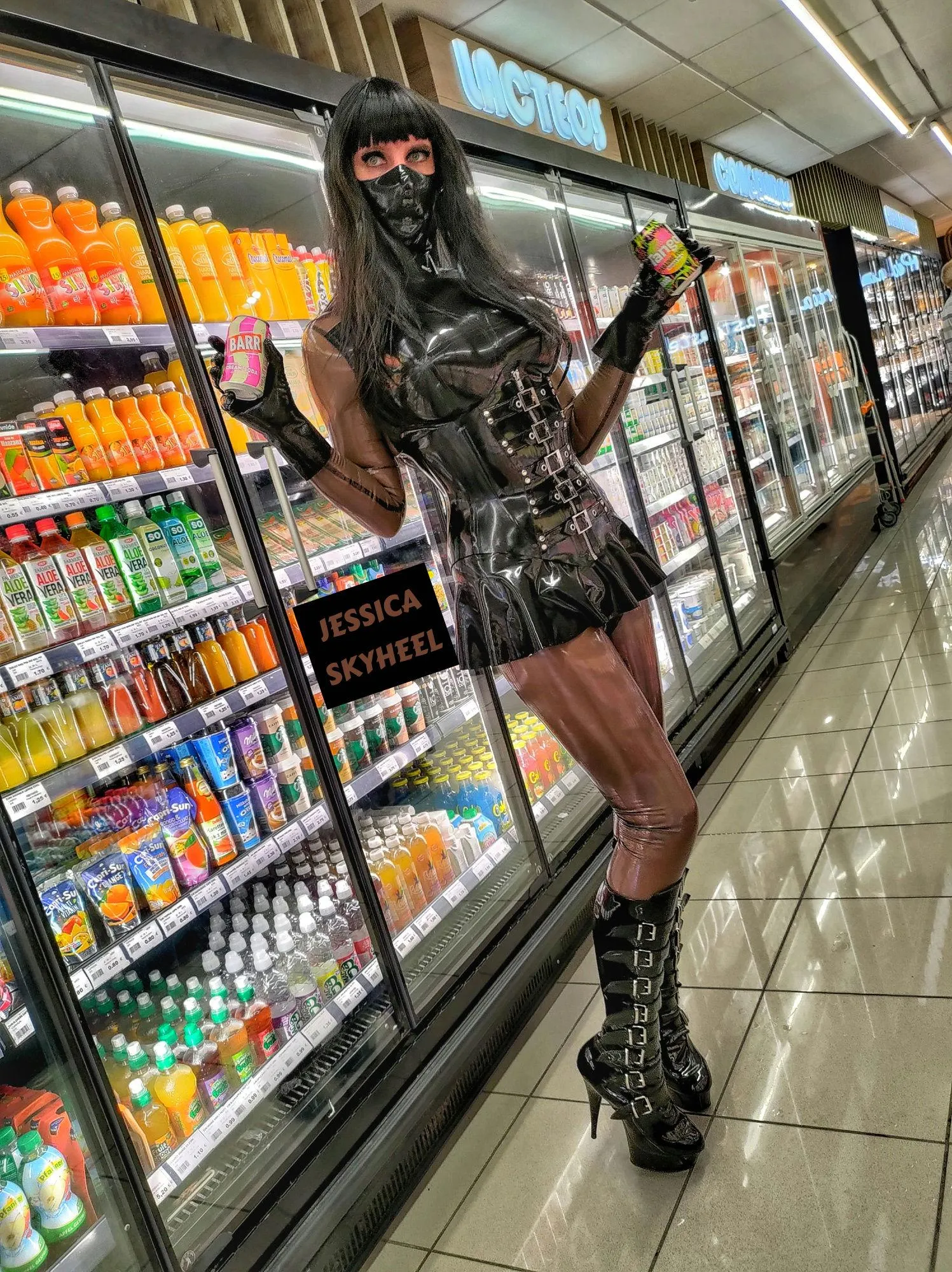 Me shopping in my latexcatsuit