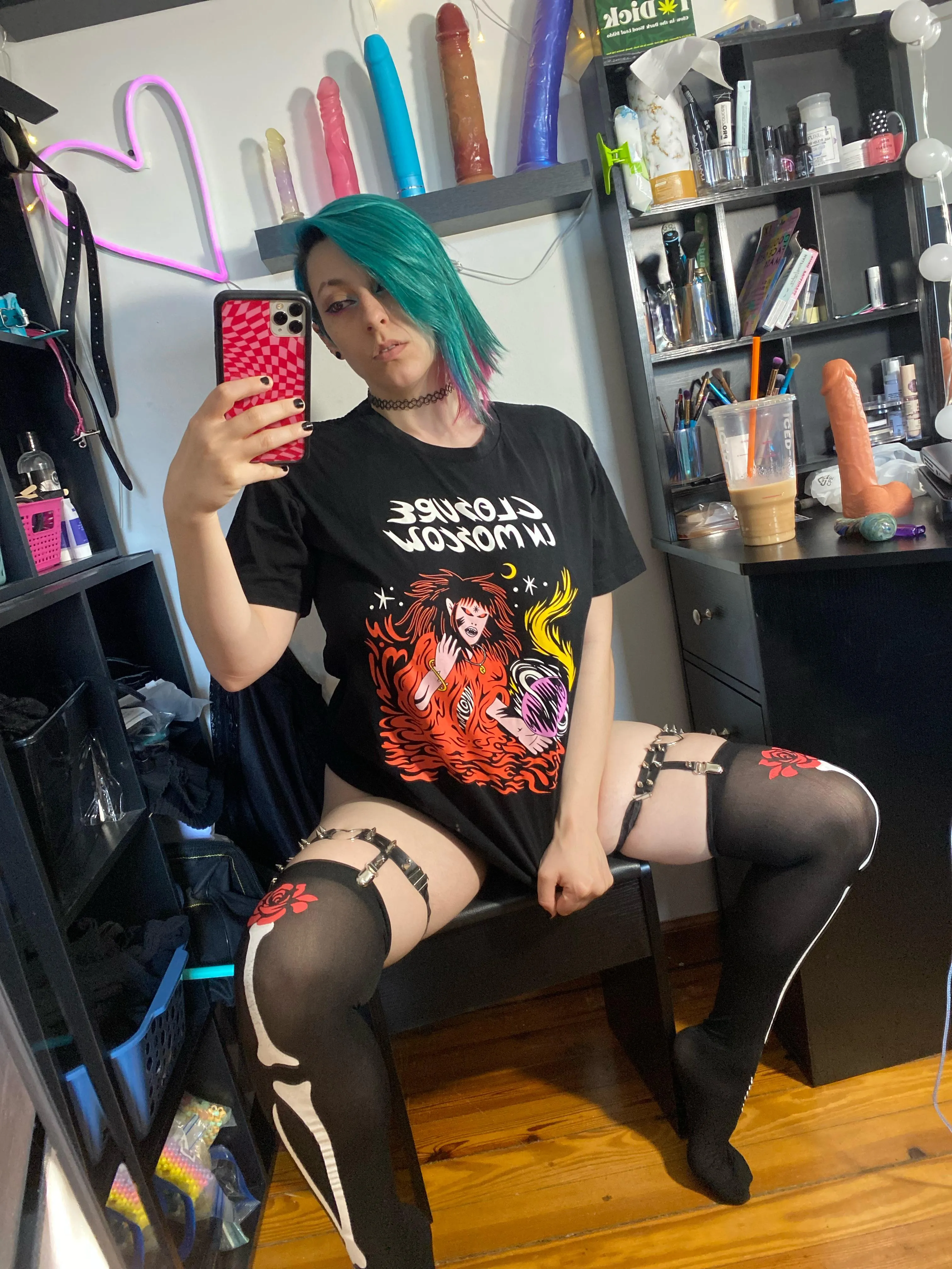 The band shirt stays on during sex