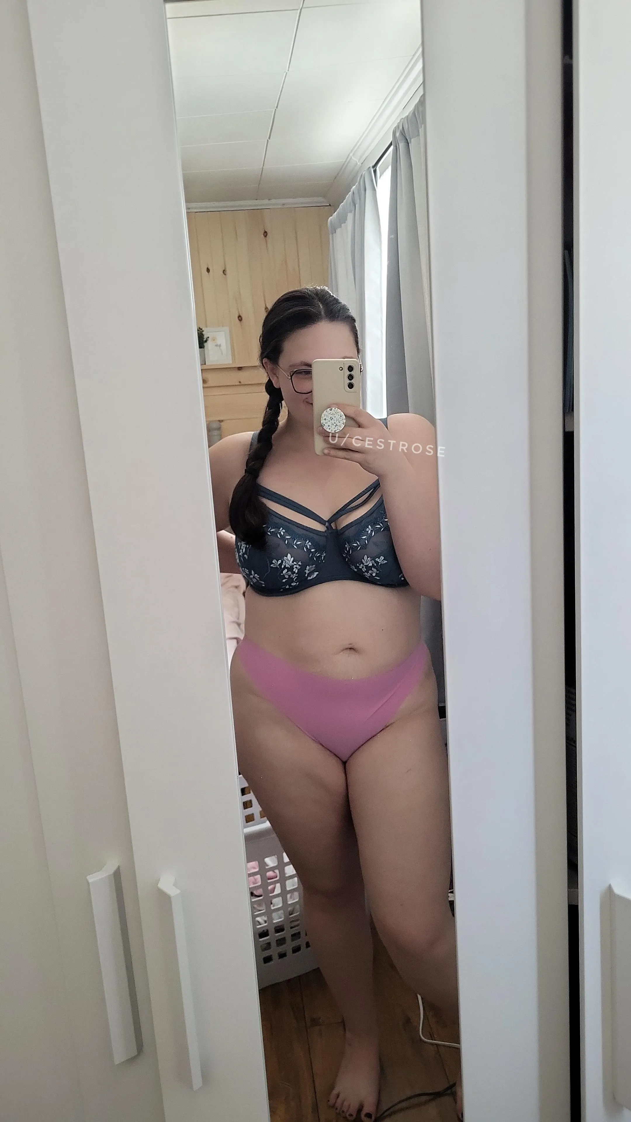 Mismatched with pink panties