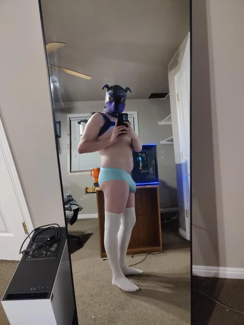 White & Light Blue! Panties and socks are my favorite combo!