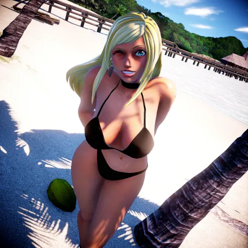 B Jenet in a black bikini by some palm trees (VirtualBlueAM2)