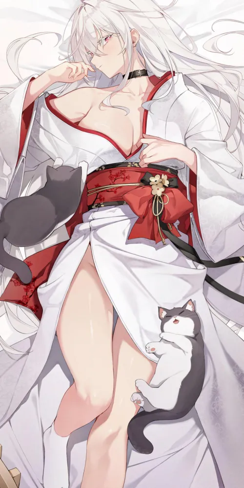 In bed with the cats