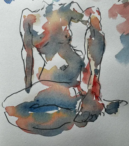 Waiting, watercolor by me