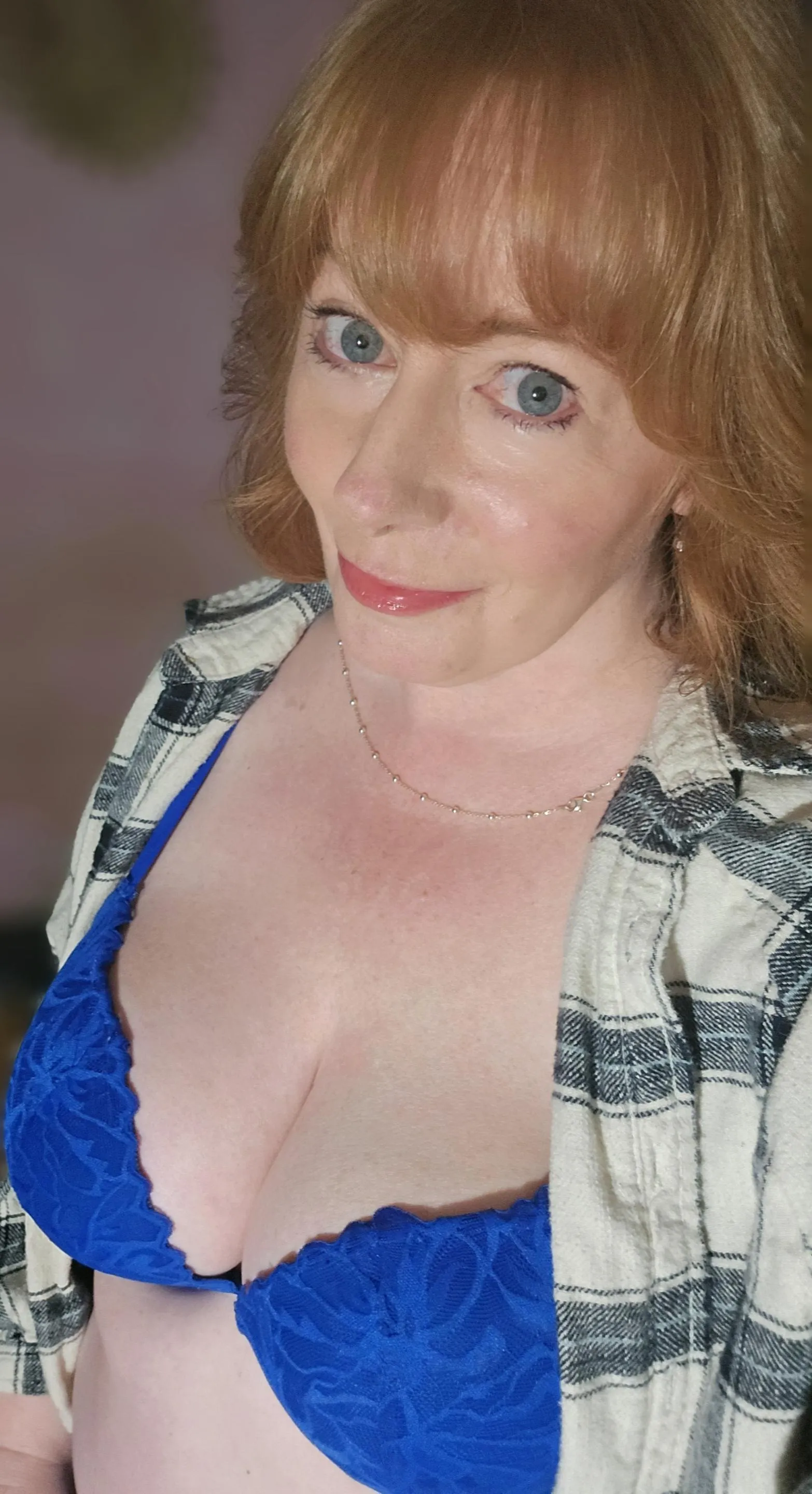 Cozy flannel and sexy bra