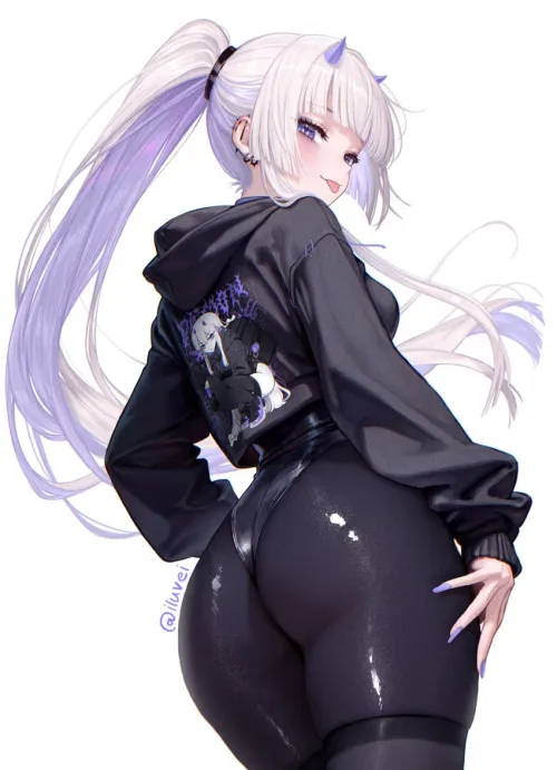 Cute Demon Girl in Hoodie & Leotard [Original]