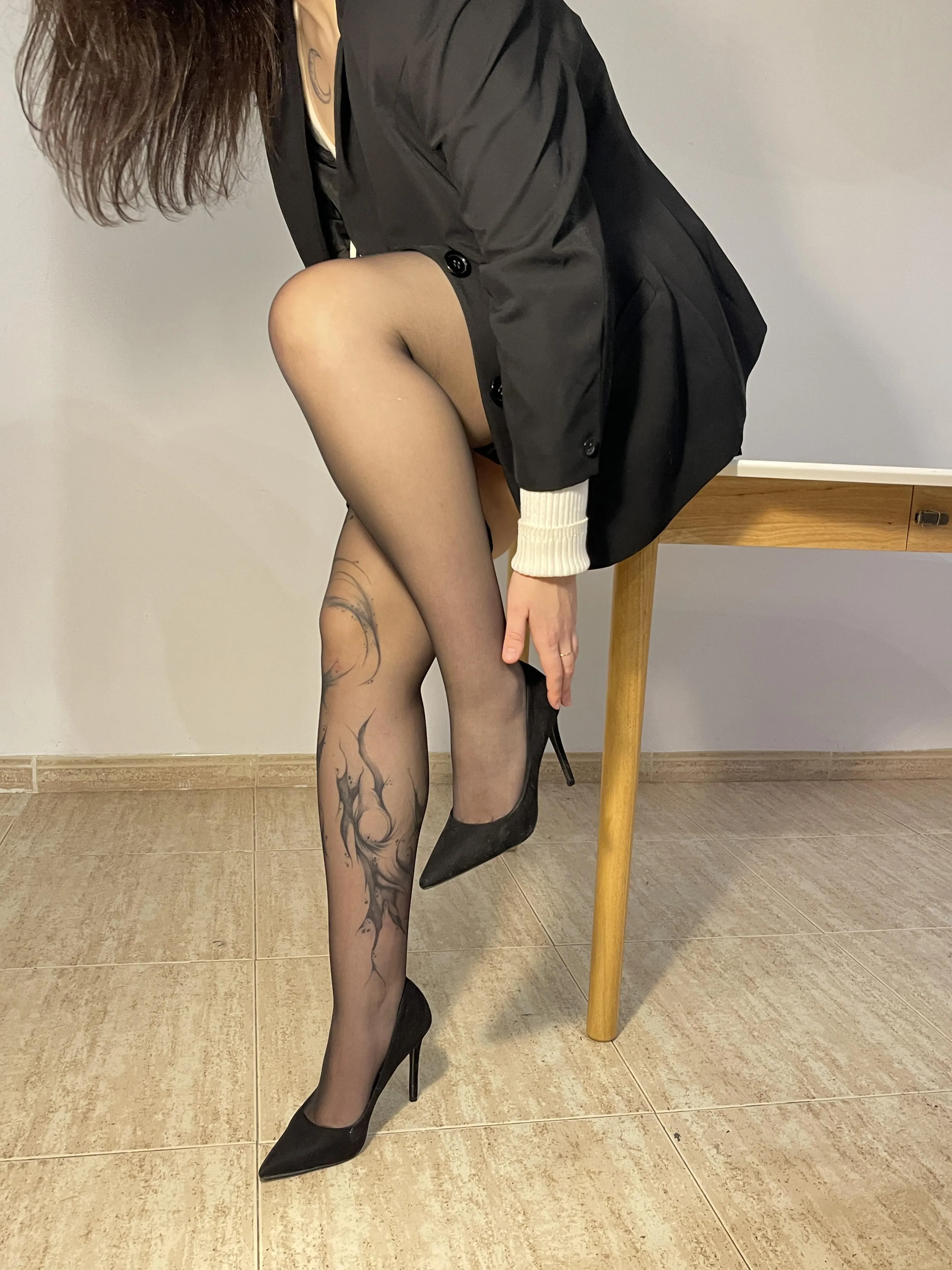Stockings and heels make any legs look better