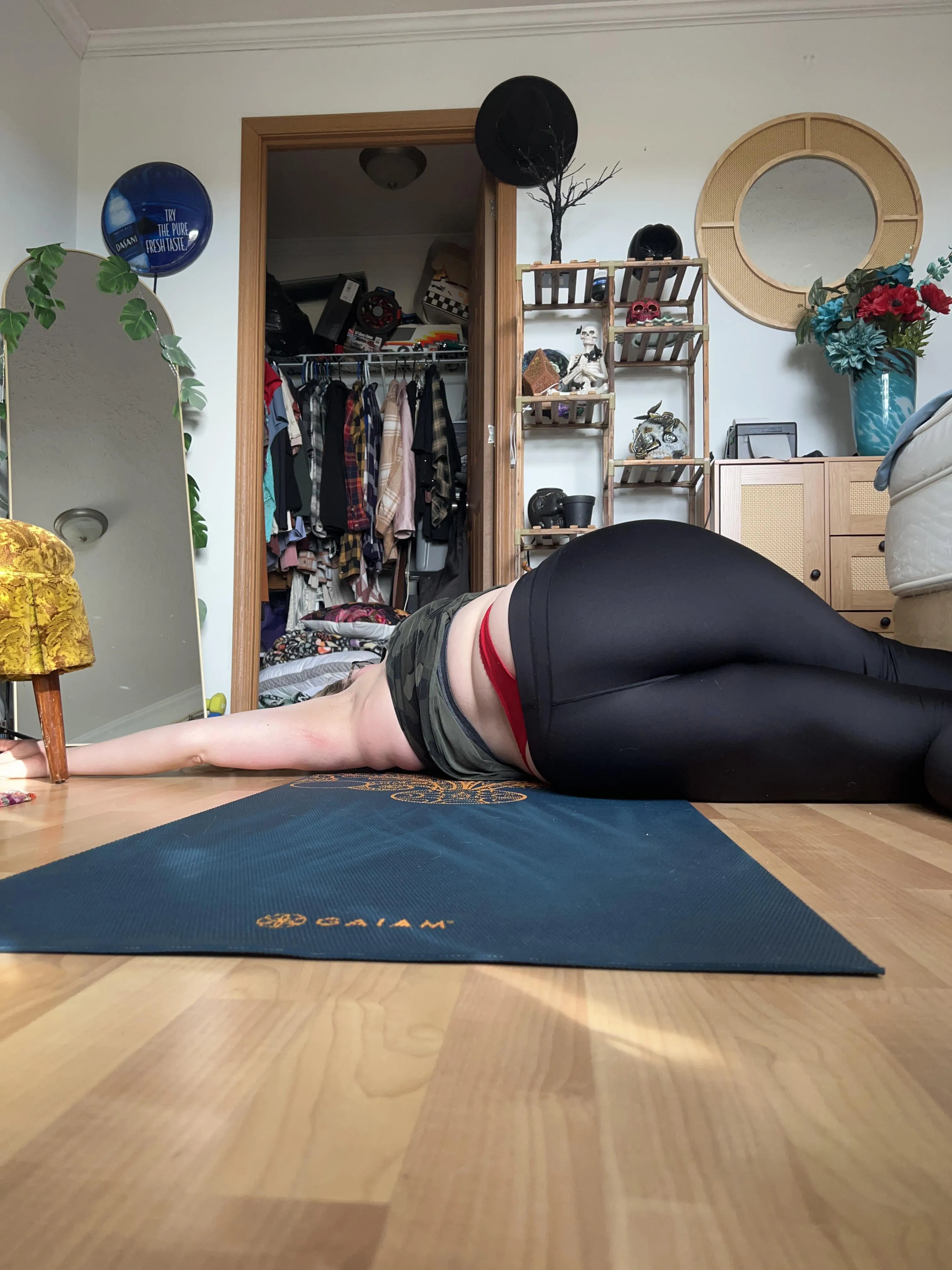 Bright red yoga thong