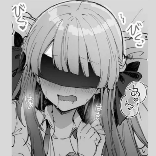 Lf Mono Source: 1girl, blindfold, hand tried, mouth open, shirt open, long hair, ribbon