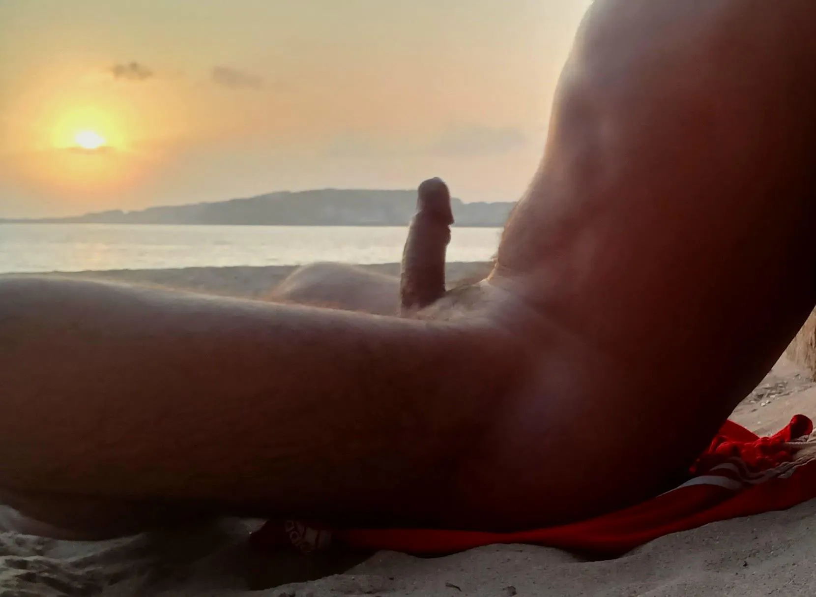 Magic sunbath. Nudist beach