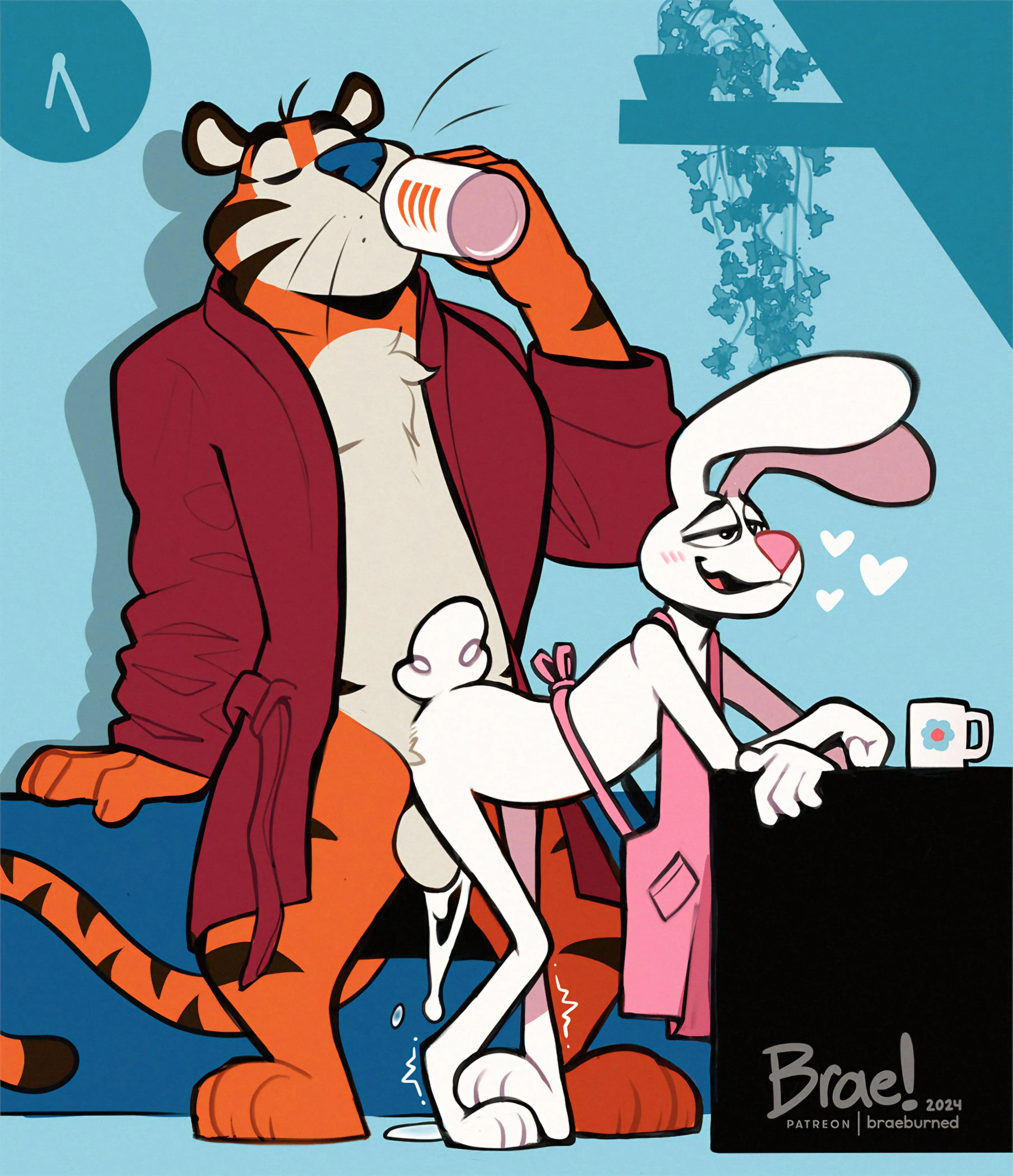 Starting the morning off right with some hot coffee, a balanced breakfast, and a cozy place to stuff that morning wood 🔞 (braeburned)