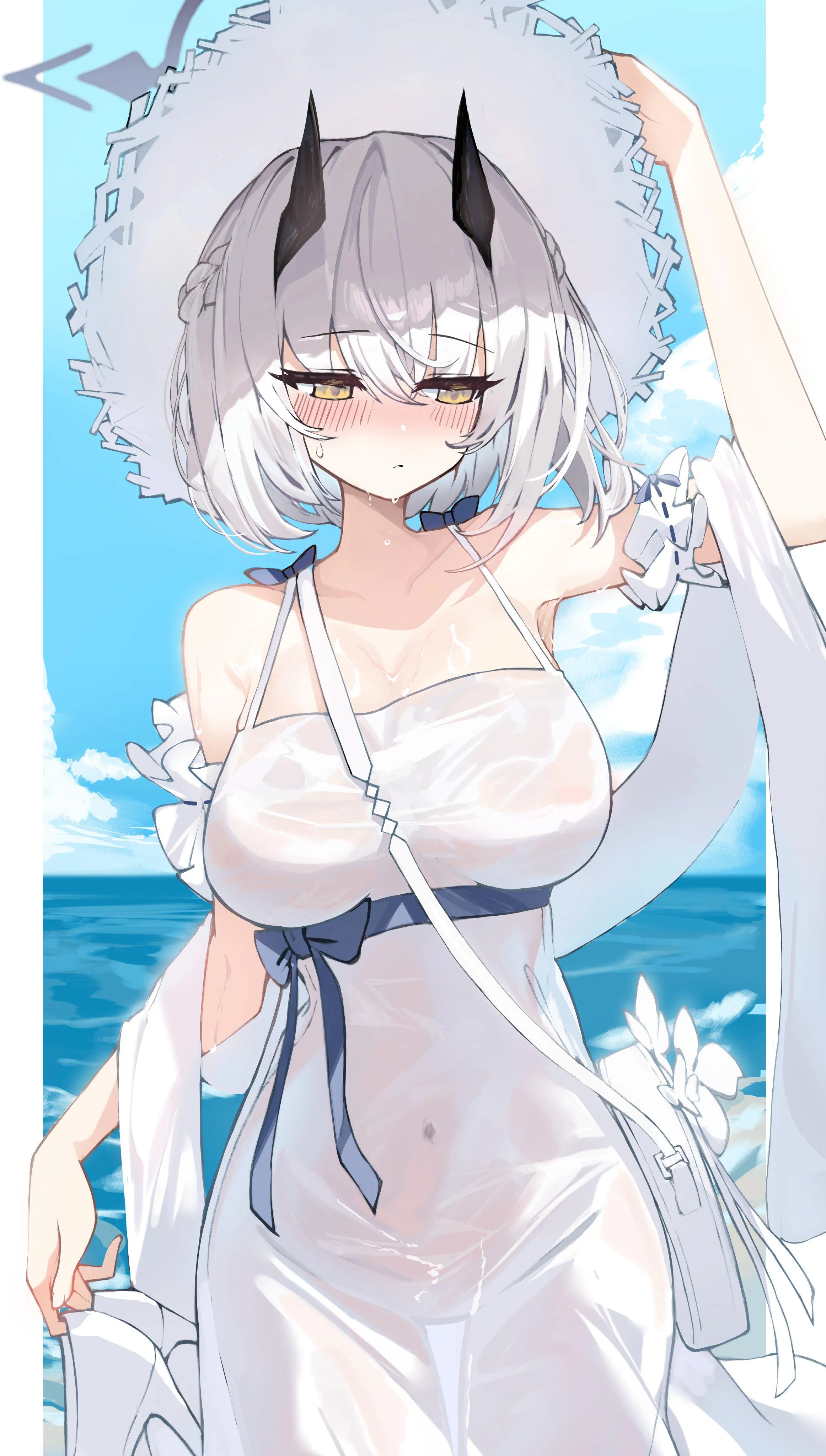 Sena's soaking wet dress
