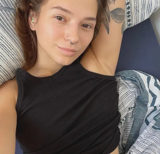 smiling pierced girl likes to have her armpits fondled