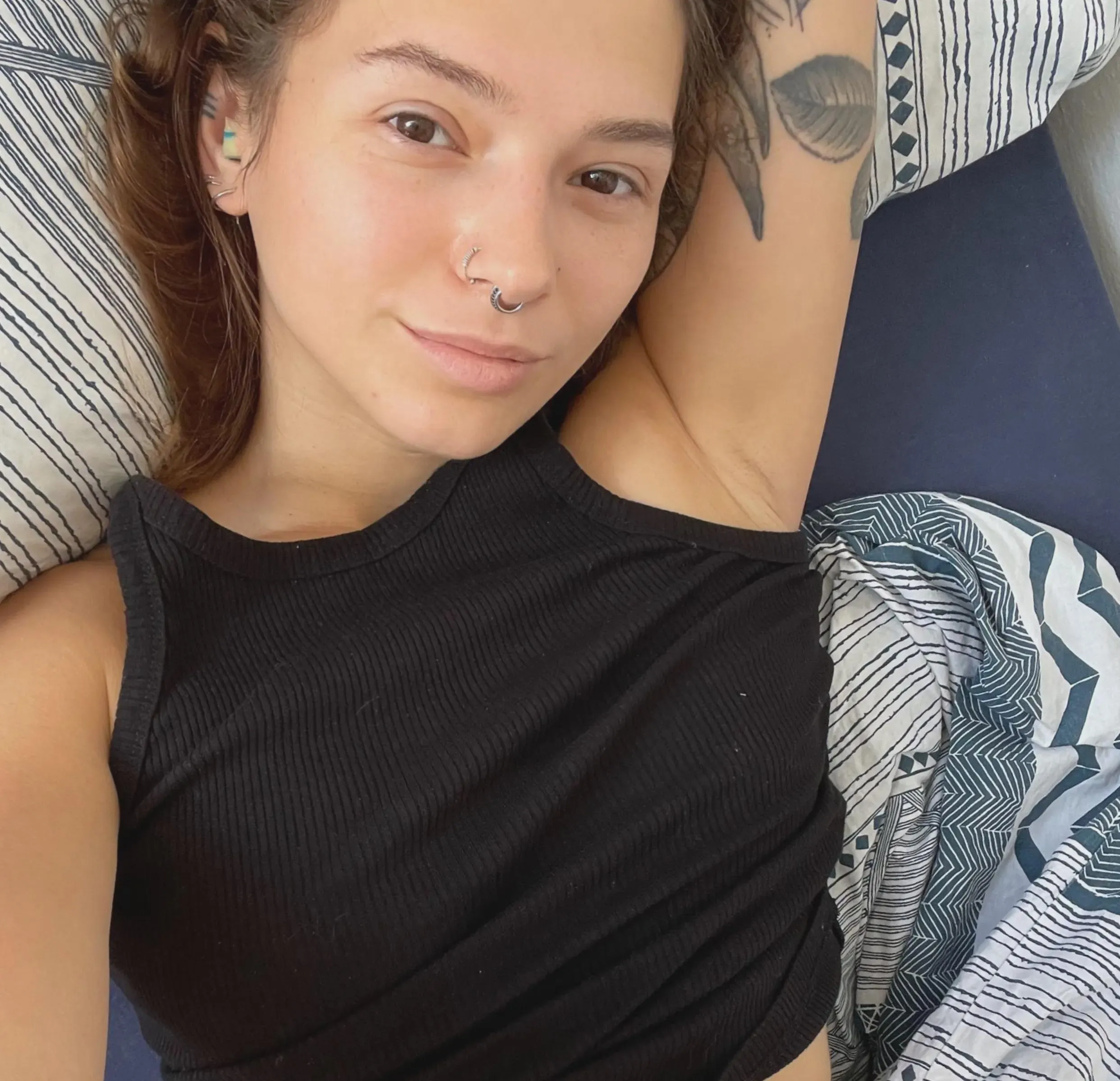 smiling pierced girl likes to have her armpits fondled