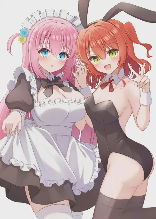 Maid Bocchi and bunny girl Kita